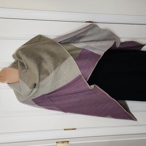 Harve Benard open sweater cardigan shawl shrug poncho colorblock gray purple NWT